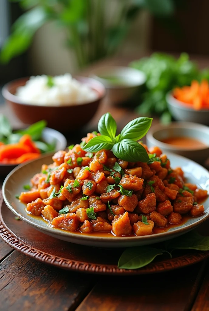 Stir-fried minced pork with basil

