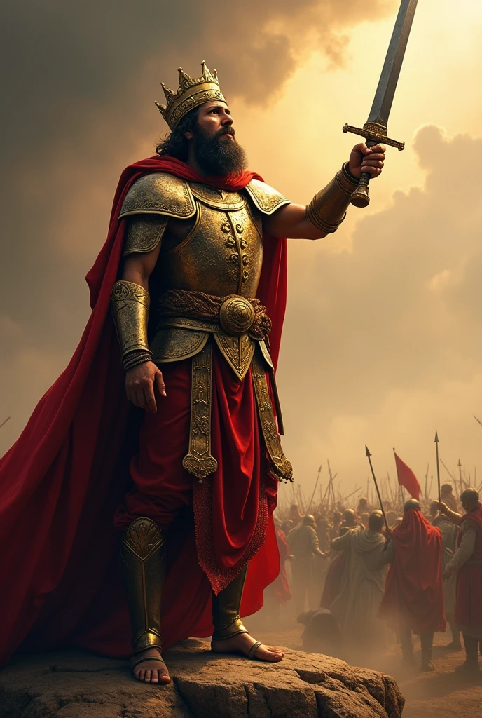 King abijah from bible lifting and crying out to God make him look more like a king ready for war