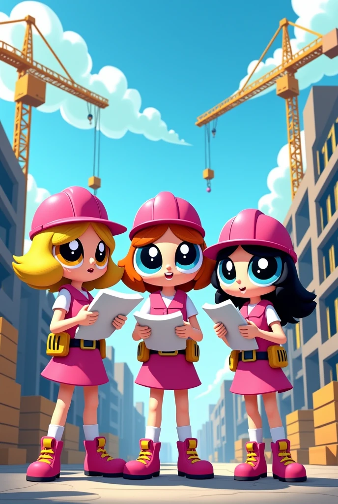 Acorn powerpuff girls as civil engineer wearing pink color
