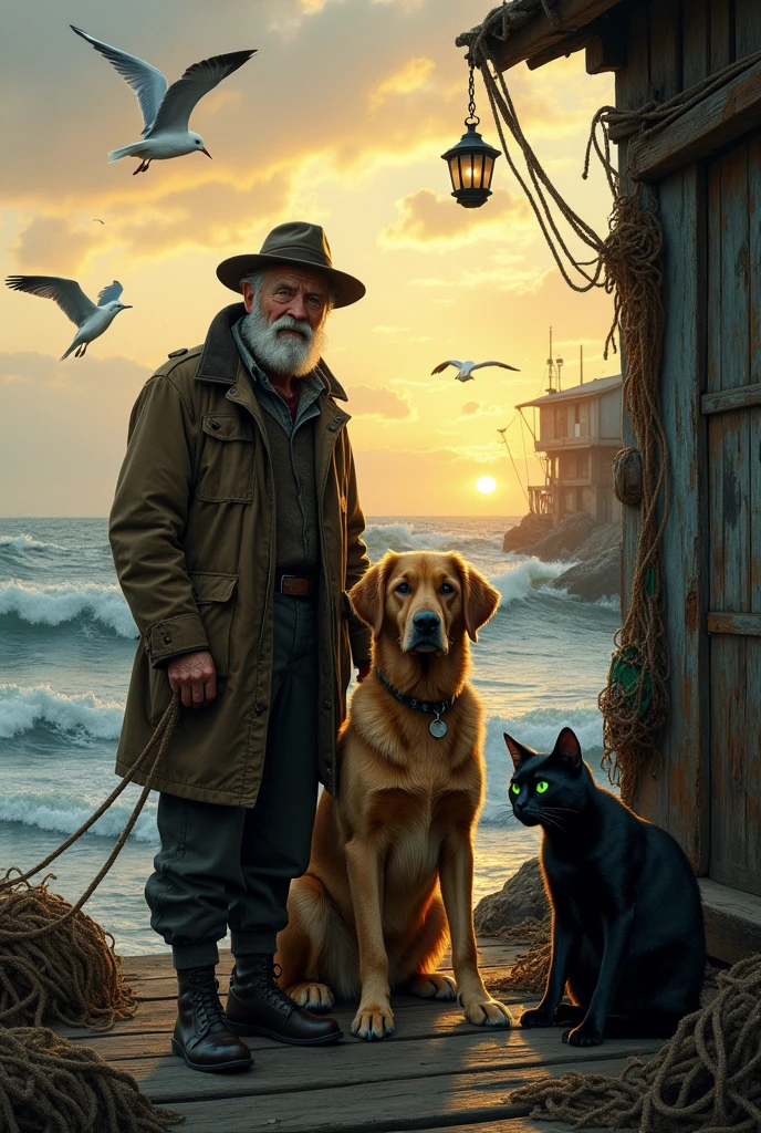 The old fisherman had a good dog and an evil black cat. The dog was called Boley and the cat, Serzhina. "Master, this cat will be our undoing! Let's drive her away! Black cat, evil cat!" yelped Boley.
"Don't say that! You'll see that Serzhina will change and become good!" answered the old fisherman....