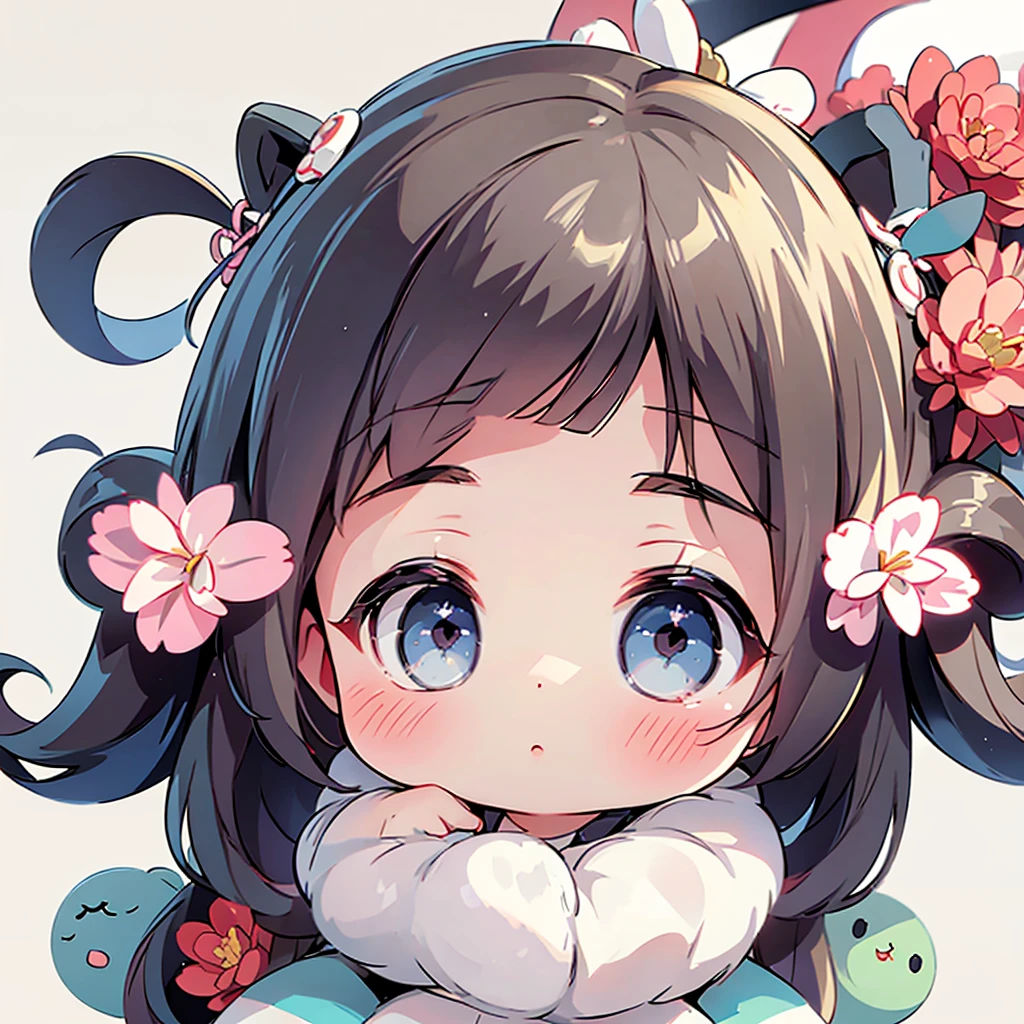 White background、Chibi Character、baby face,