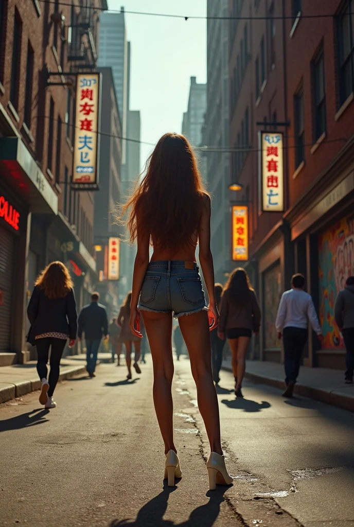 Naked woman on the street