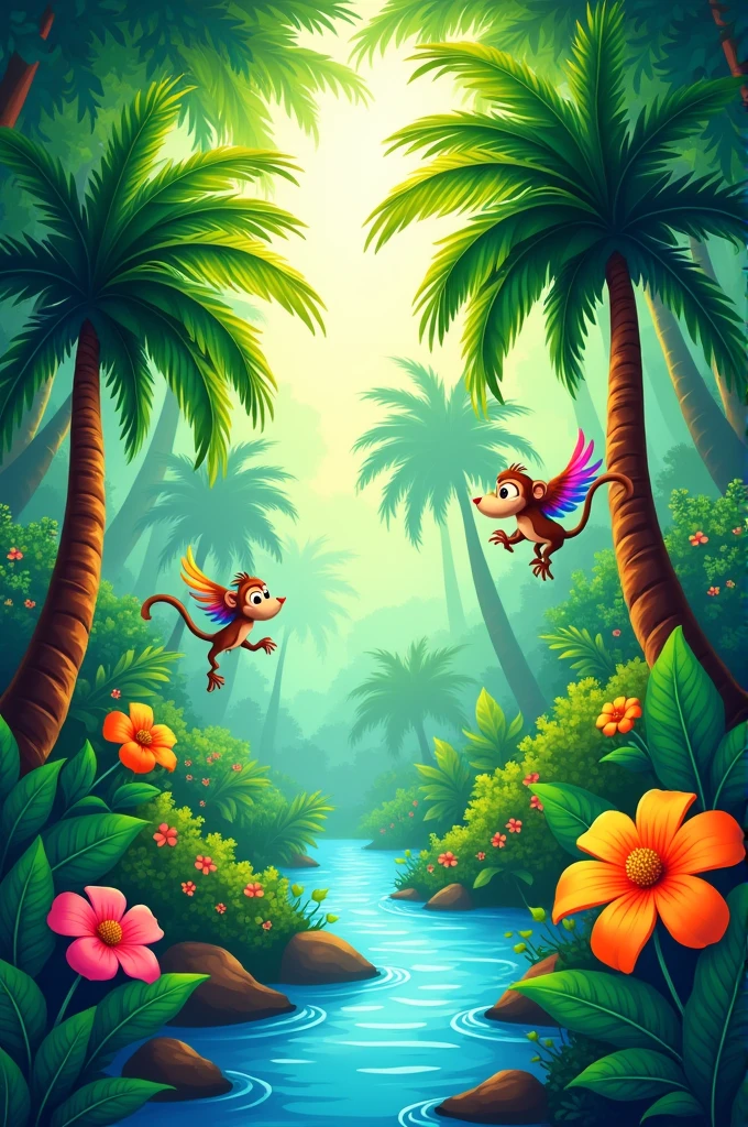 Cartoon jungle background 