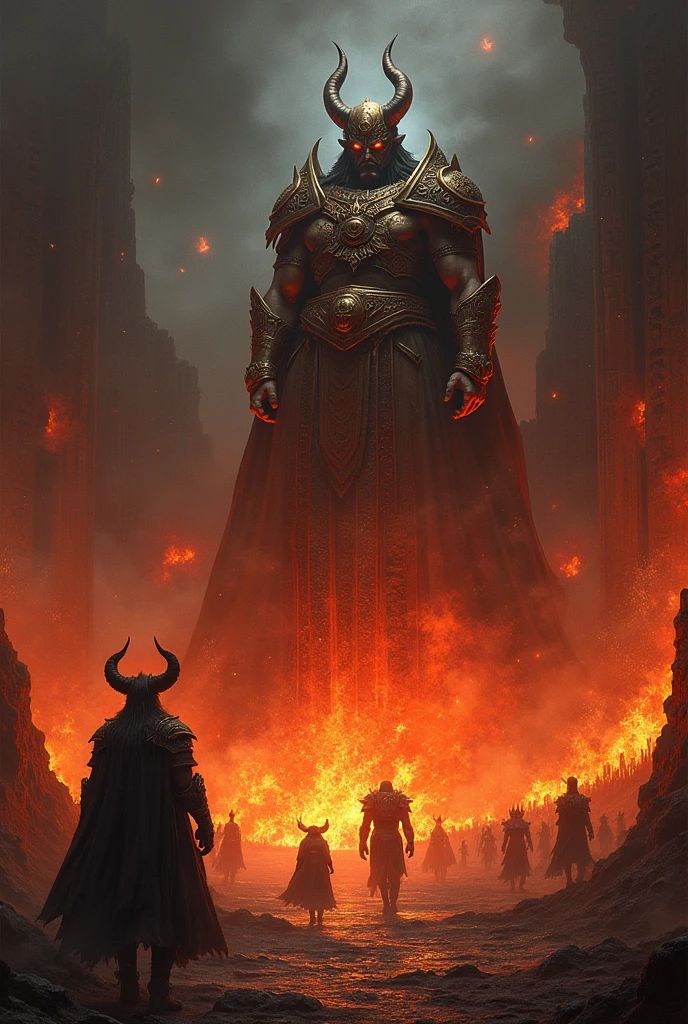 Scenes of Hell and Gods unfold,base black.
