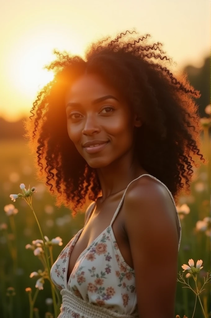 Tall curly naked woman