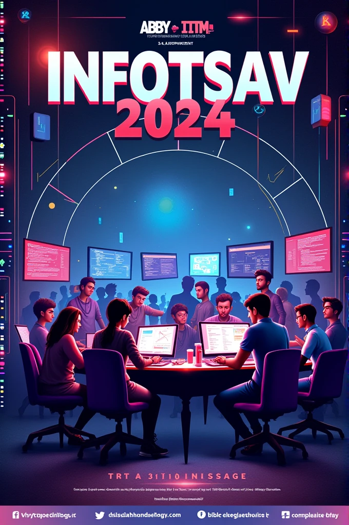Could you please make a poster for my college ABBY- IIITM Gwalior which has organised an annual techno managerial fest called INFOTSAV 2024 which should be highlighted and in it there is an event called HACKATHON. Thene is mixture of retro and more of technical