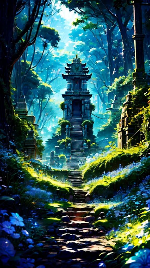 Deep woods、temple、Emerald Hair、My bangs get in my eyes、Shortcuts、White dress、14age、Girl