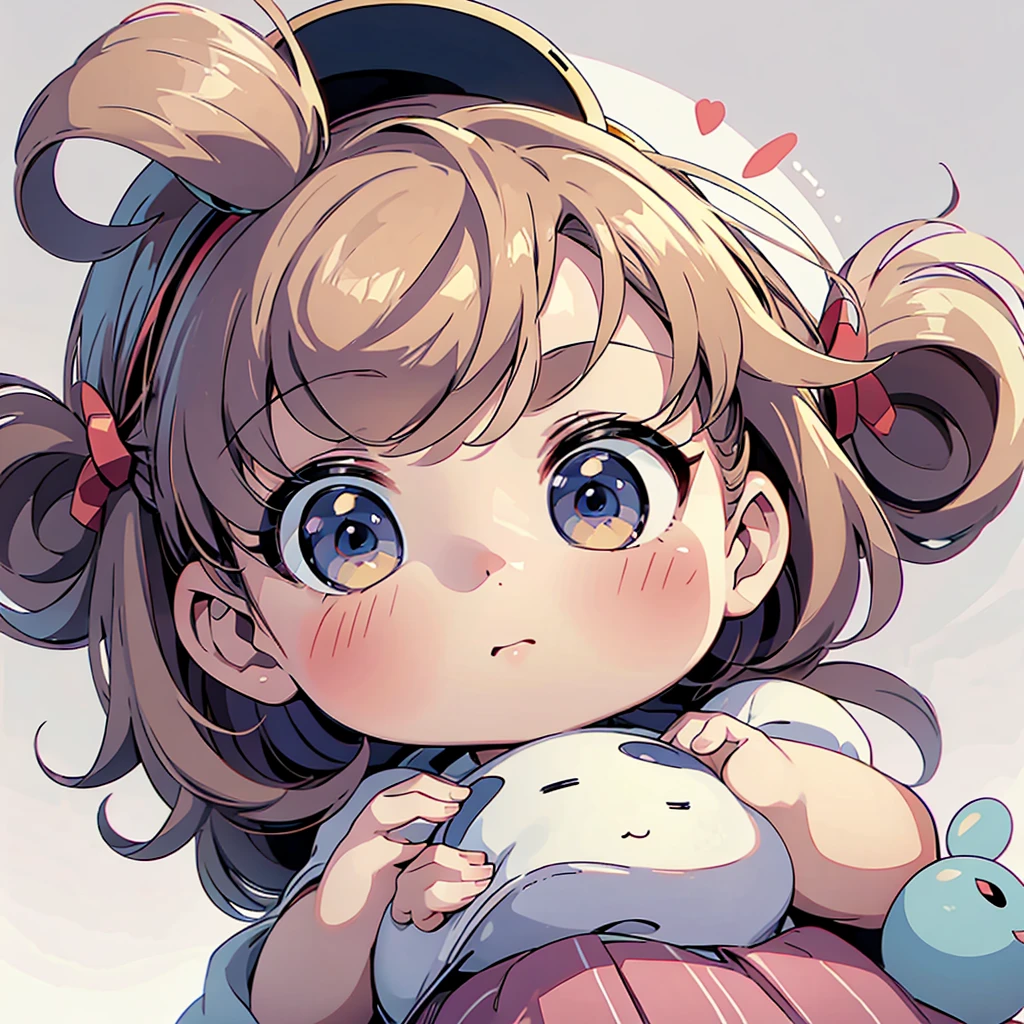 White background、Chibi Character、baby face,