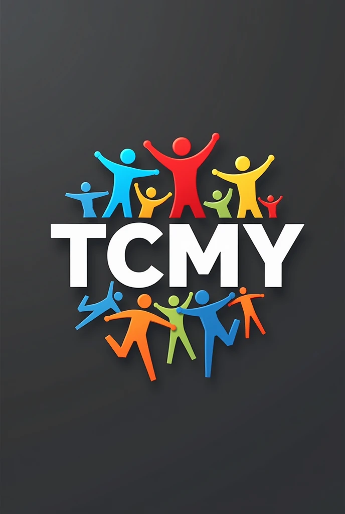 (True black,Active Red,neutral grey). 
 Must Include the above colors as Main Color Code. 
You may use White as well. 
Create a employee engagement team building logo 
Include (TCMY ) with tag line together we thrive 
With colorful humanoid 
Include nice blurred background