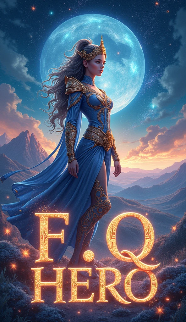 A stylish, fantasy, word "F.Q HERO". A 4K ultra HD phone wallpaper.