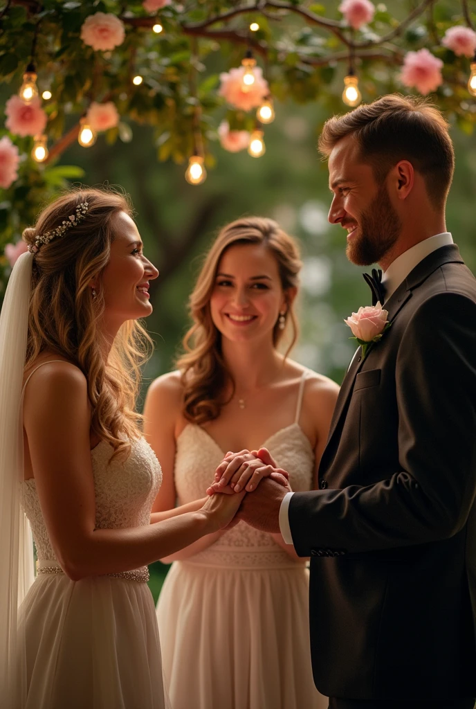 Parents blessing a couple