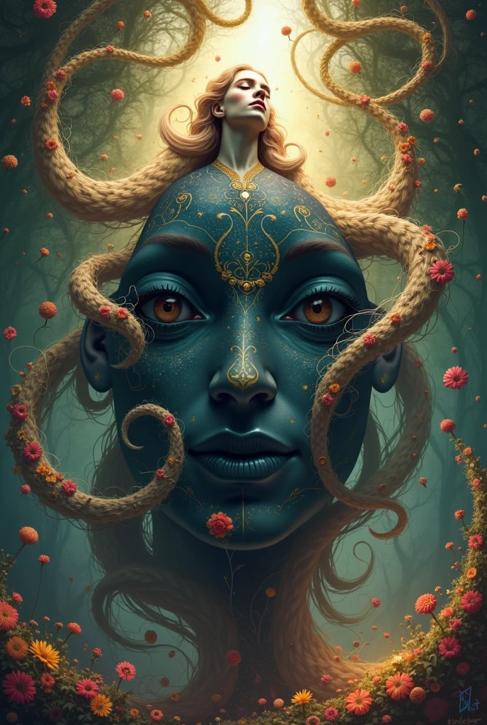 A Psychedelic Portrait of a Therapist, Surrealism, psychedelics, Face, detailed, complex, elegant, agility, highly detailed, Digital Painting, Art Station, Concept Art, Smooth, Clear focus, illustration