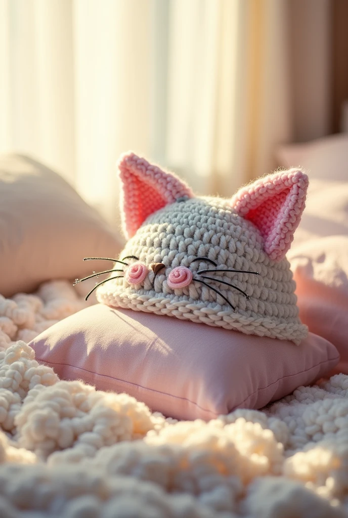 A crocheted catnap hat 
