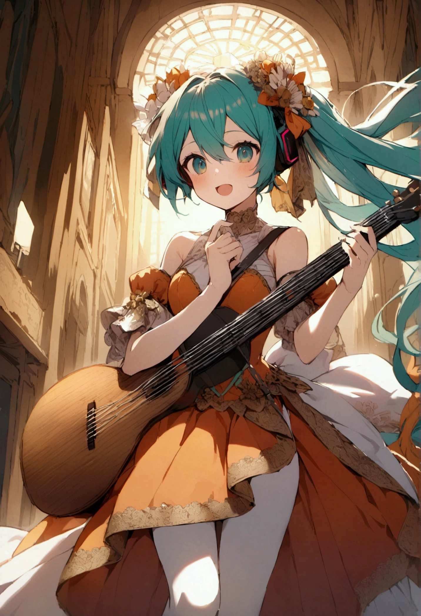 Hatsune Miku、Orange color、Sing a song