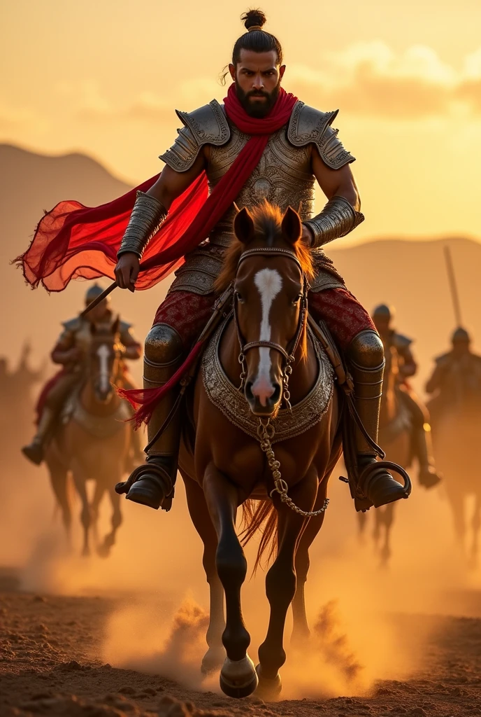 A Rajput warrior goes to fight on a horse with his wife's severed head tied around his neck.