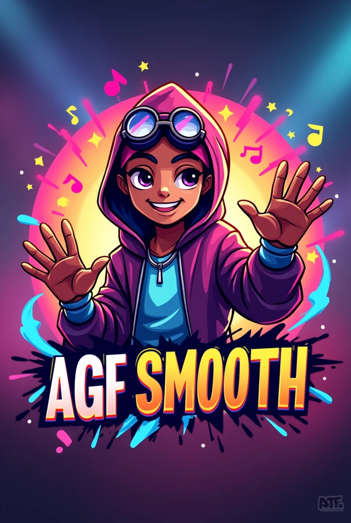 Make A garena free fire game logo for my youtube channel my channel name is Agf Smooth and the logo is cartoon and the character is dj alok