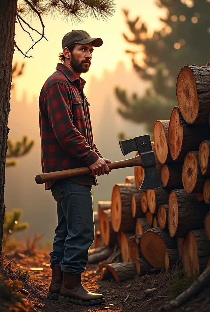 Messi as a woodcutter