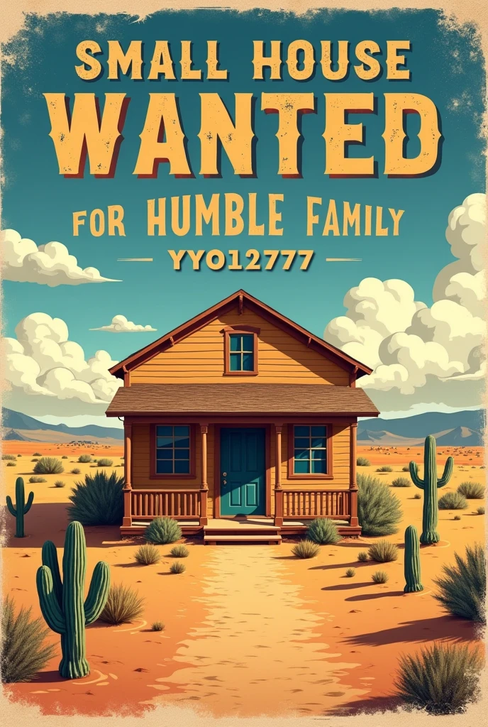 An old west poster, Small house wanted for humble family, telegrama YYO12777