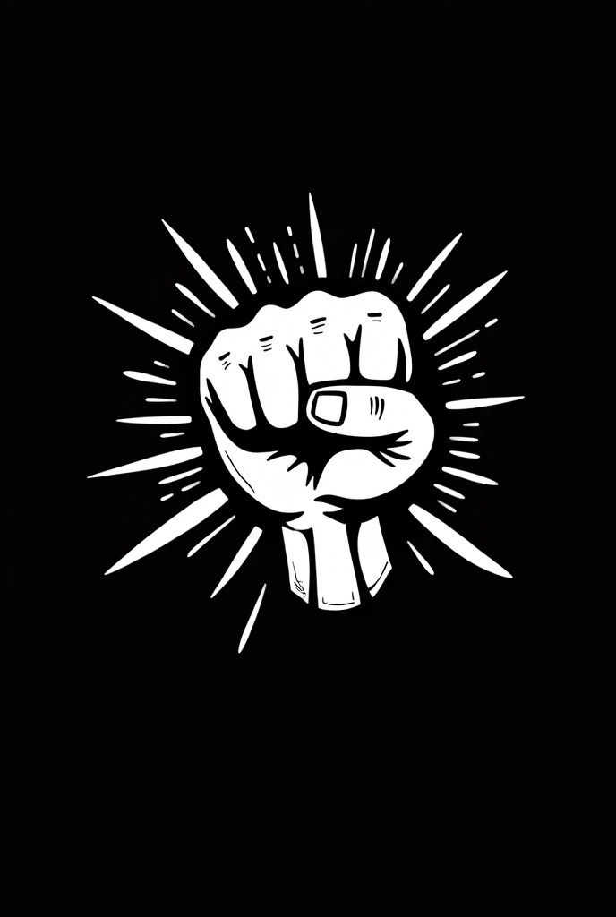Create an iron fist logo with the name TETSU no ken. Cartoon that is not colored simple cartoon black background