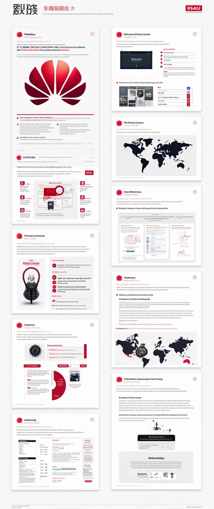 Help me generate an AI game art application analysis,Similar to long PDF,Portfolio format,Don't need too many colors,Be formal,The combination of Huawei's red and technological blue,White background,Need to include typographic elements,Design elements, etc.,Novel board style,Reference dribbble,Behance and other creative websites。