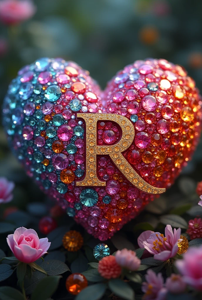 A Heart must have all color diamonds Dimon should have a single letter R inside it Use the most shaped color diamond Add thé letter R and create a beautiful design in thé middle