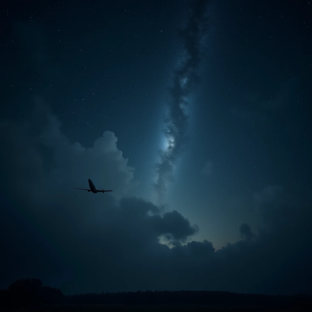 flying in the night sky, starlit night, dramatic lighting, (best quality,4k,8k,highres,masterpiece:1.2),ultra-detailed,(realistic,photorealistic,photo-realistic:1.37),cinematic composition, dramatic chiaroscuro lighting, moody atmosphere, intricate star patterns, ethereal beauty, mystical ambience