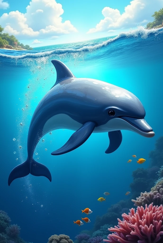 Pointed out Streamline body shape of dolphin 