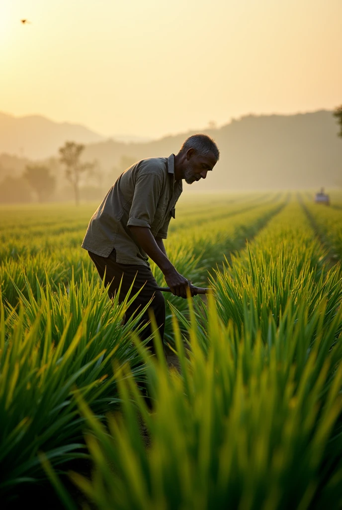 He would wake up early every morning and work in his field.