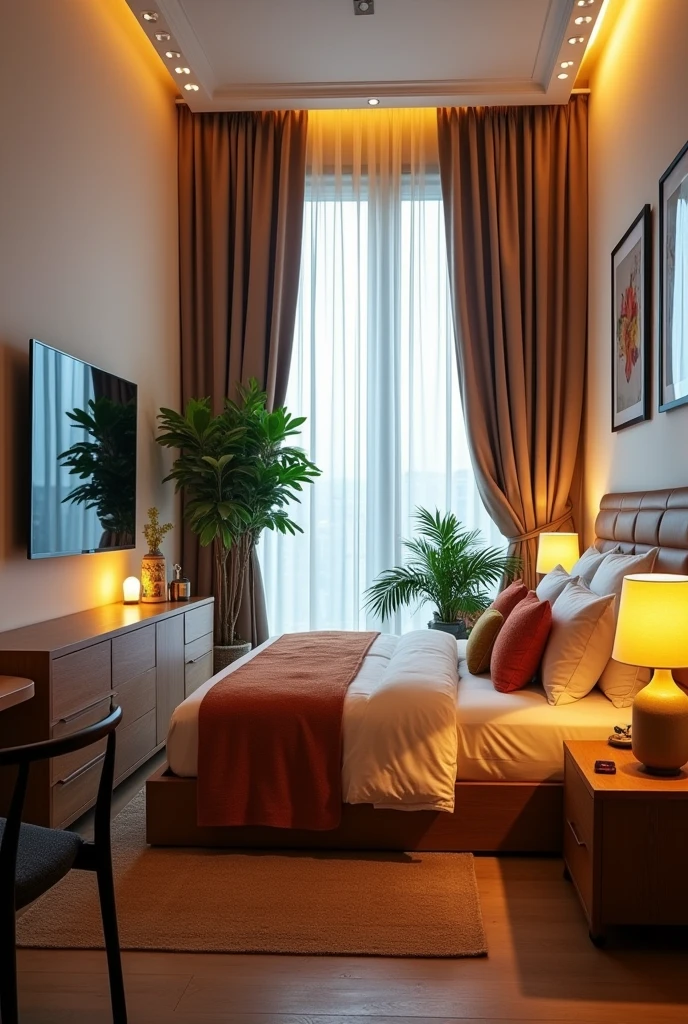 Realistic Bed room back 50inch tv
