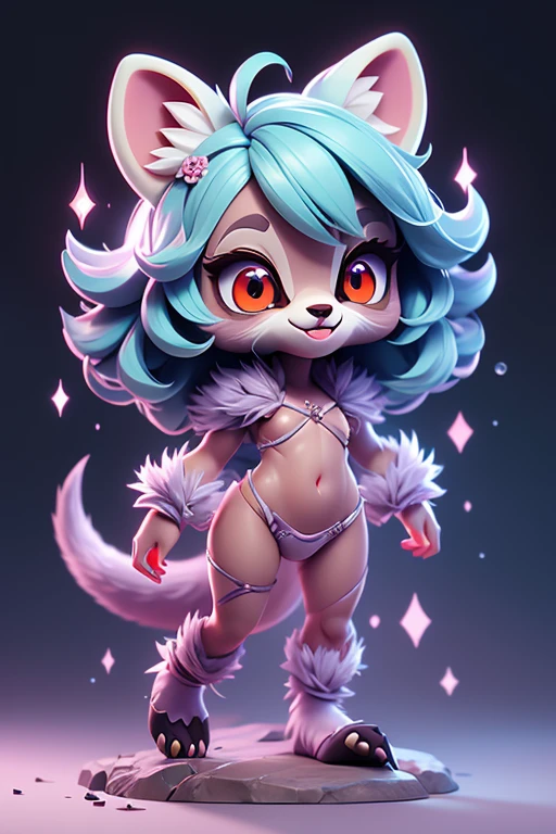 Create a picture of a newborn raccoon monster., The body is transparent and can be seen through. The image is sharp and detailed., with beautiful colors.. With arms, leg, eyes, mouth, พื้นหลังสีlegว