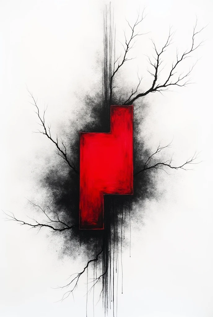 Minimalist drawing of red in black and white