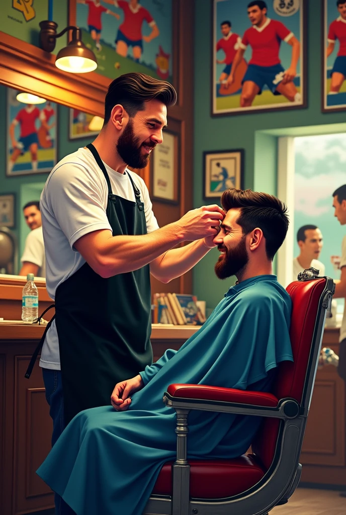 Messi as a barber