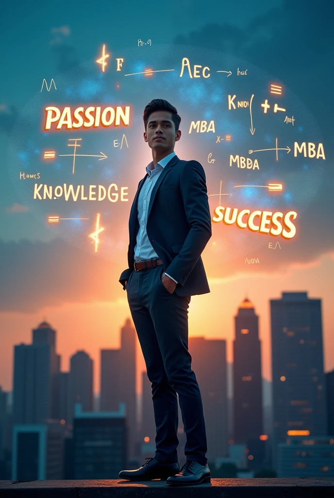 Generate advertisment with equation Passion + knowledge + MBA= Success