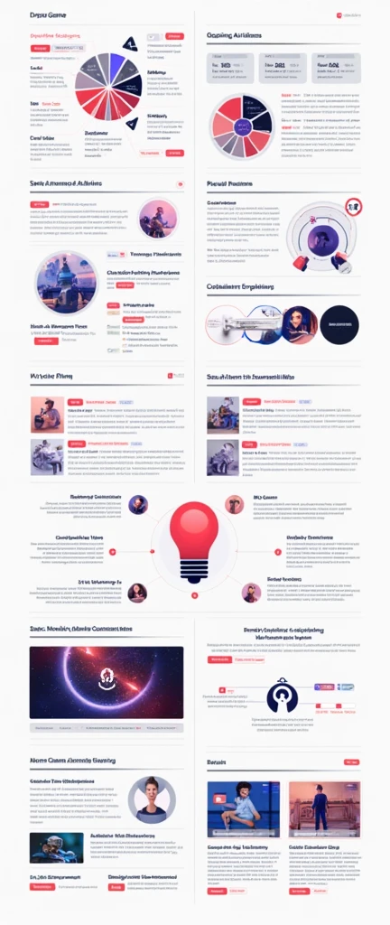 Help me generate an AI game art application analysis，Similar to long PDF，Portfolio format，Don&#39;t need too many colors，Be formal，The combination of Huawei&#39;s red and technological blue，White background，Need to include typographic elements，Design elements, etc.，Novel board style，Reference dribbble，Behance and other creative websites。