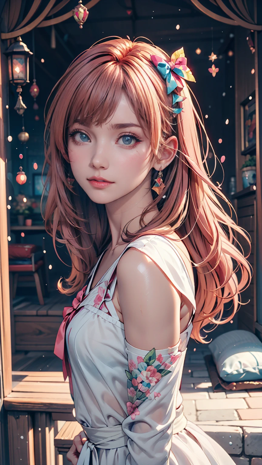 Anime girl with pink hair and a ribbon in her hair, Cute realistic portrait, Gwaiz, Magical Girl Portrait, Cute Characters, Cute art style, Anime Moe Art Style, MapleStory character art, cute portrait, Cute Anime Portrait, Small person portrait, artwork in the style of Gwaiz, Splash Art Anime 