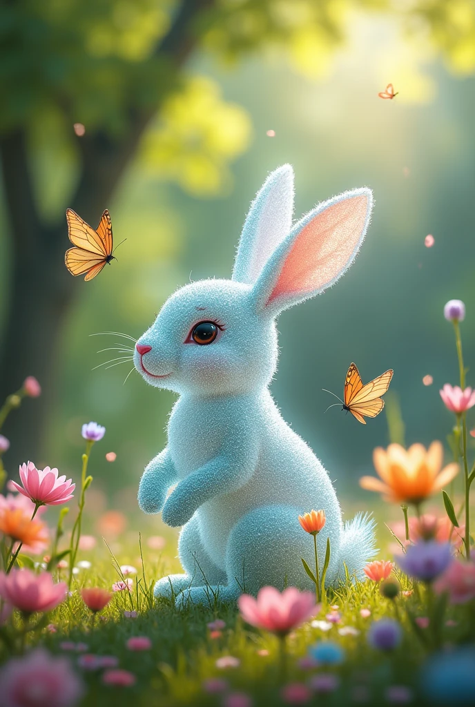 Cute little bunny made of water