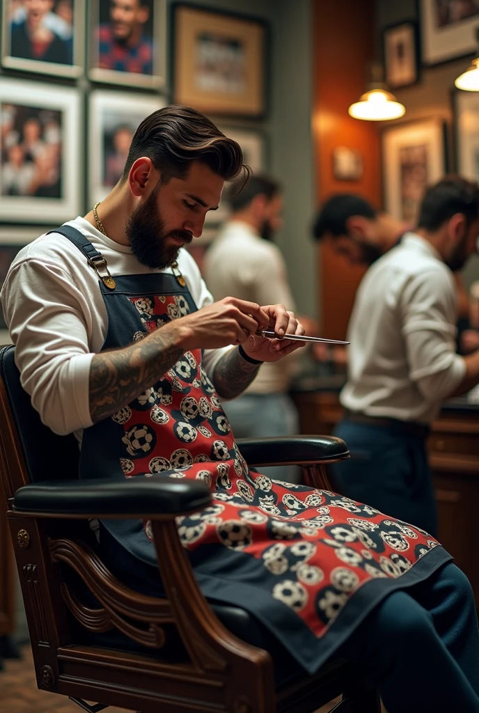 Messi as a barber