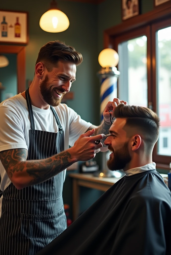 Messi as a barber