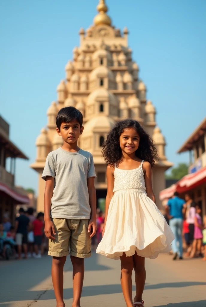 A boy standing with a girl boths skin color is white hair style is not Curly dressing style is normal standing at the bhubaneswarcity odisha 