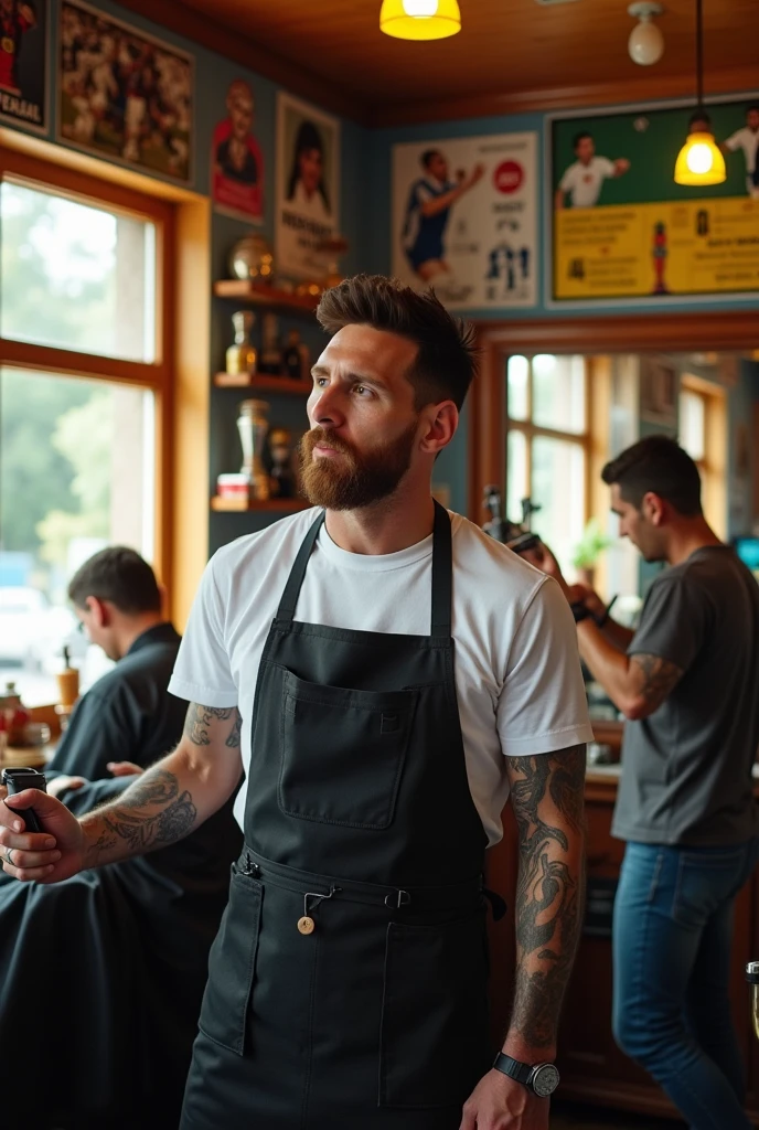 Ultra realistic image of an ordinary man in his early 40s, bearded, very thin, leaving the counter of a night bar walking, sad expression