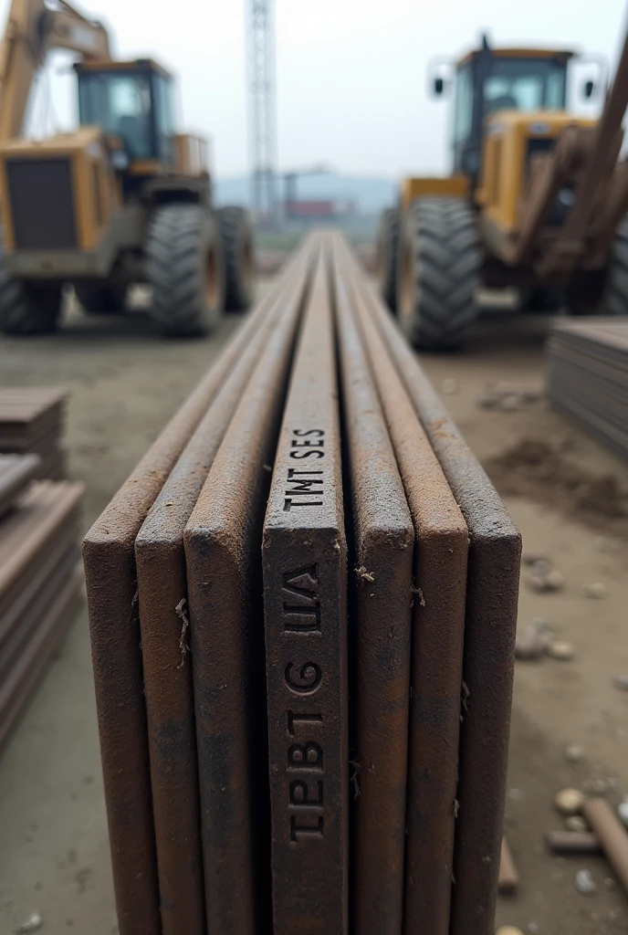 A  ribs rebar/tmt bar / reinfocement bar, which is the print name on uppar part of rebar print text "ALAM STEEL"
