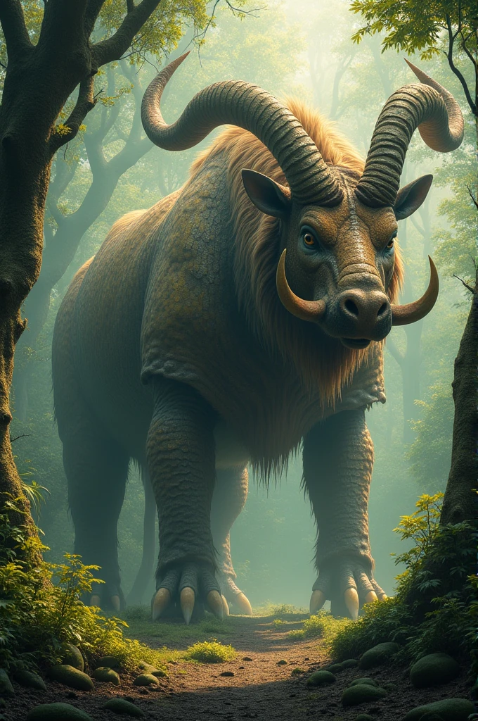 Mythical creature chimera made of armadillo, babirusa and saiga.
Very big and powerful