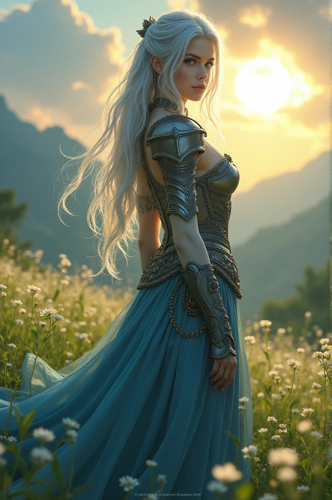 A beautiful woman who looks like she belongs in Final Fantasy