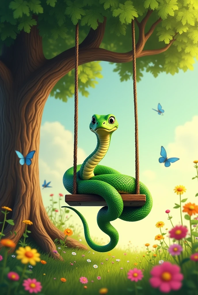 he snake’s on a swing