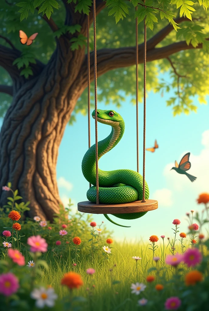 he snake’s on a swing