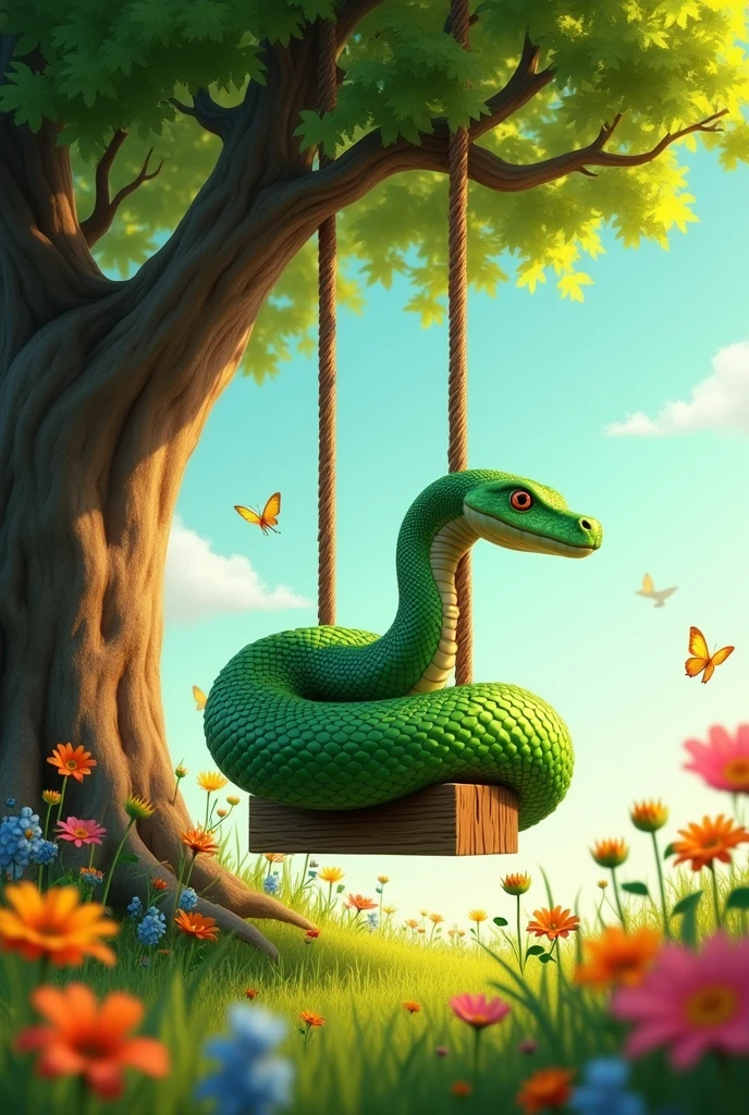 he snake’s on a swing