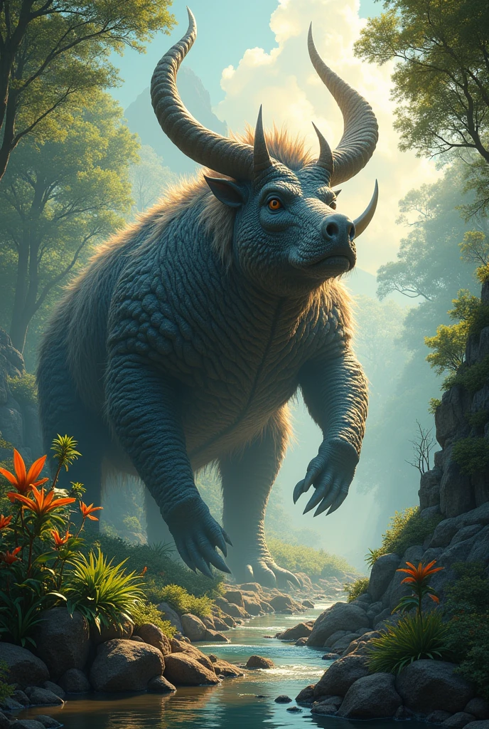 Mythical creature chimera made of armadillo, babirusa and saiga.
Very big and powerful