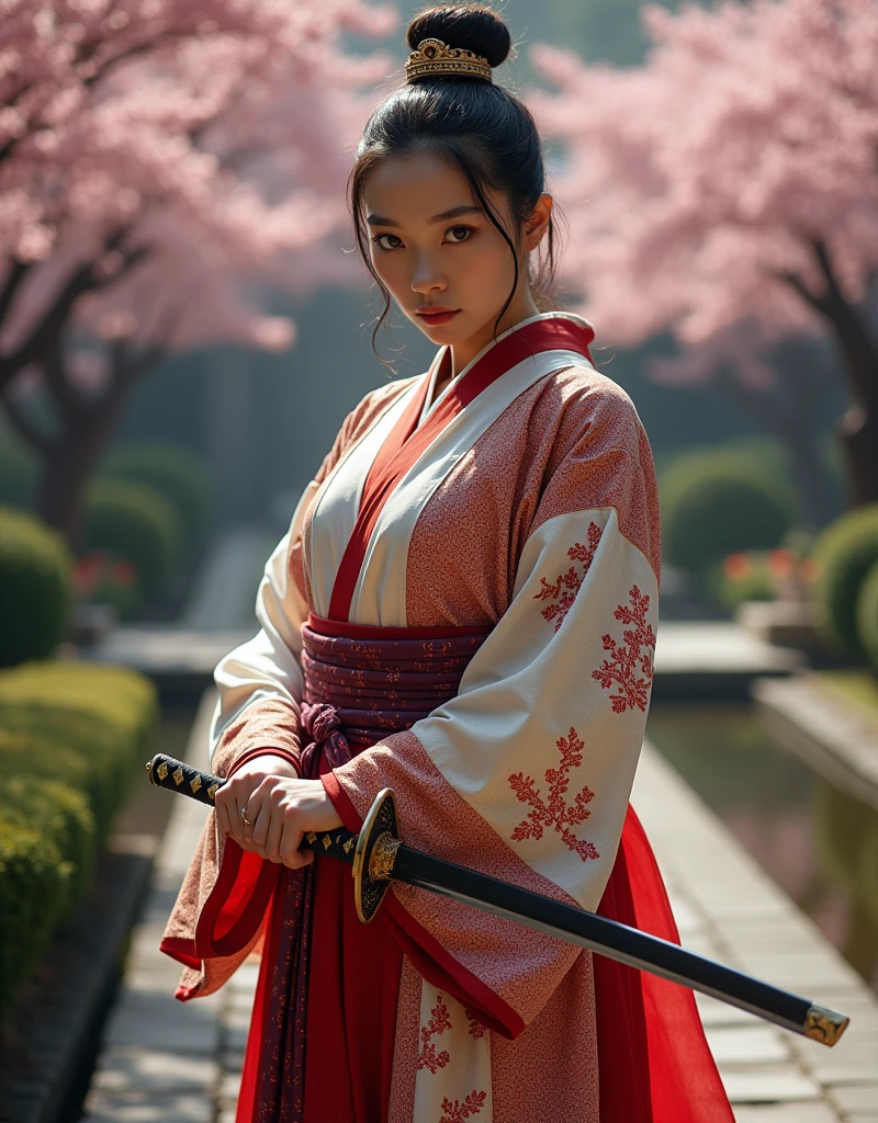 General's wife, Thick muscles and katana, wider shoulders, Muscle Arms , Very muscular, super heavy muscles. korean lady, woman, extremely beautiful, Super Sexy, 50 years old, Samurai Pearl