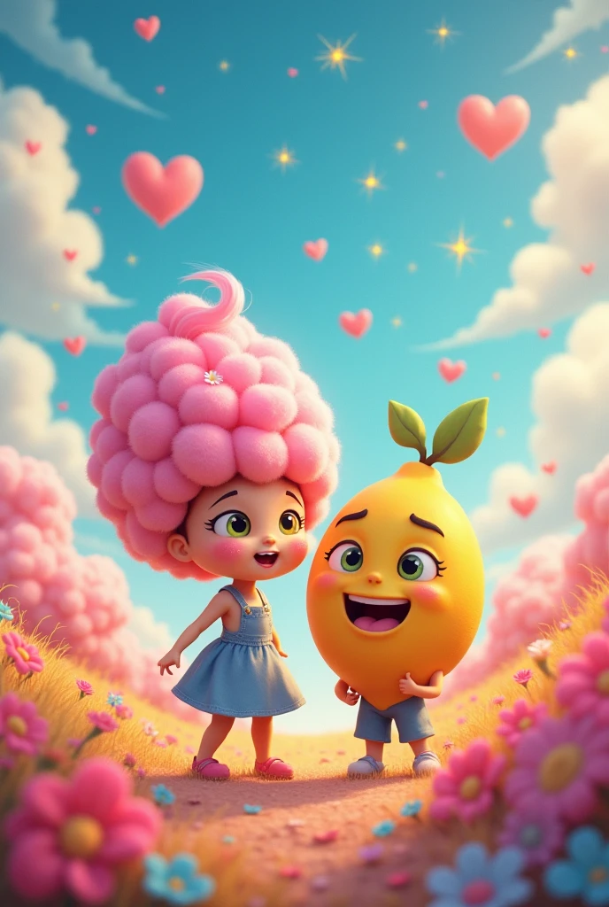 2 cartoon characters girl and boy old but not look like human normal face