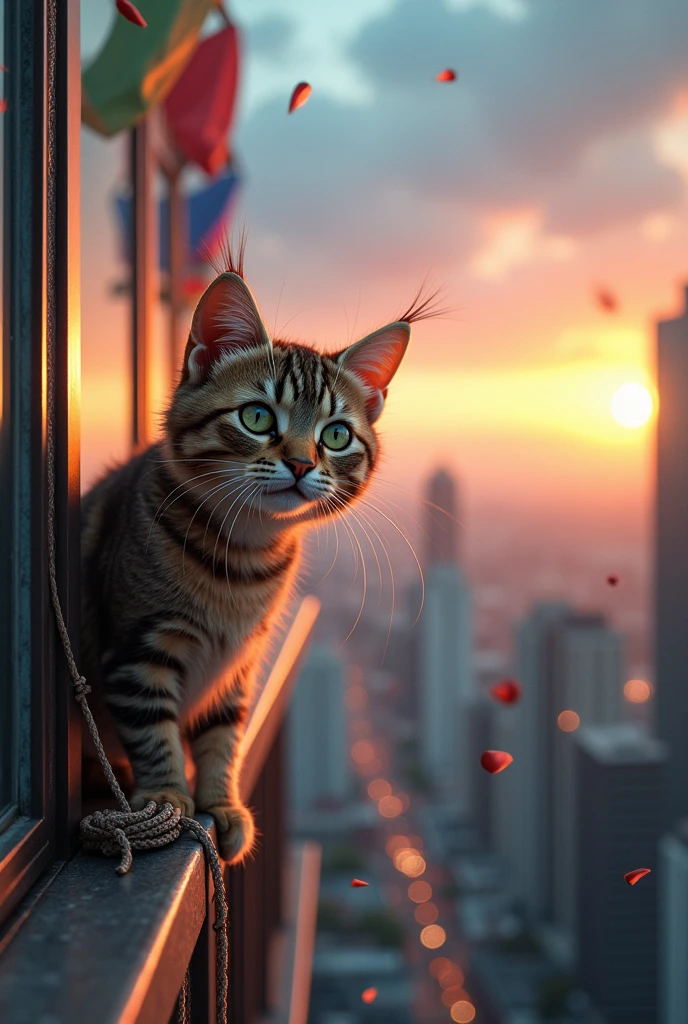 the cat rope that washed the windows of the buildings broke